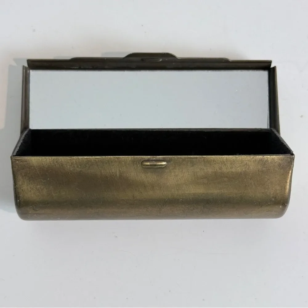 Vintage Brass Lipstick Holder with Mirror 1930-40s